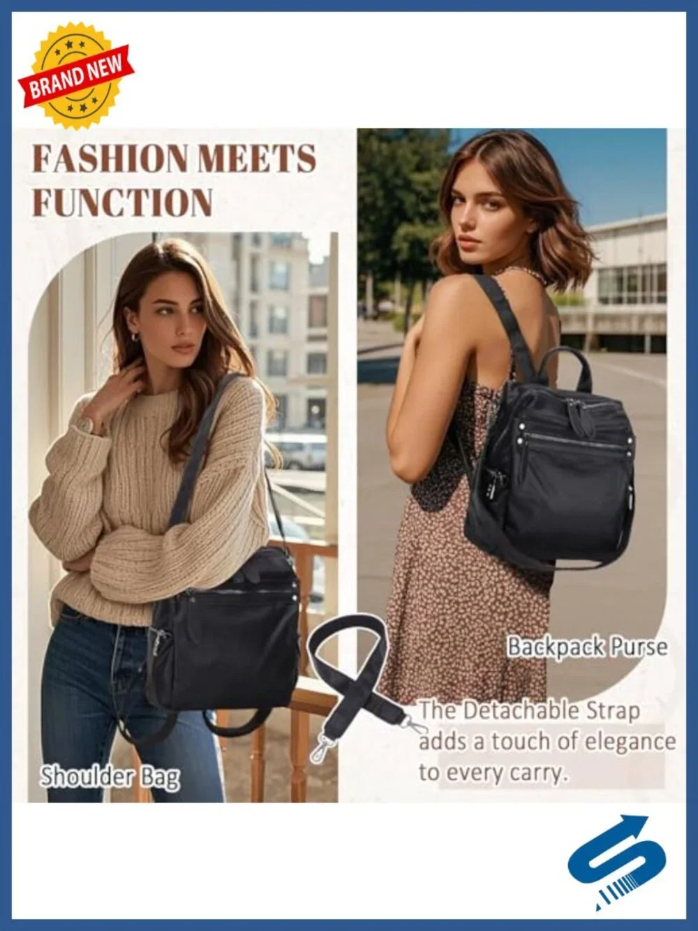 Faux Leather Mini Backpack Purse for Women Convertible Shoulder Bag Water